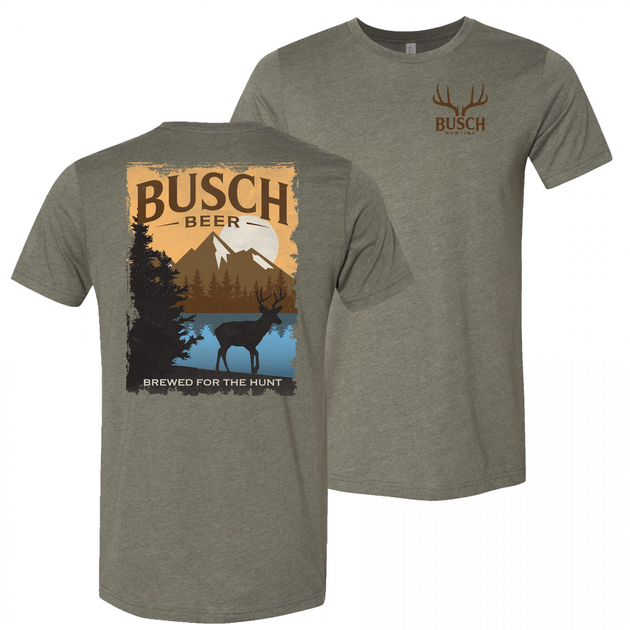 Busch Beer Brewed For The Hunt Front and Back Print T-Shirt